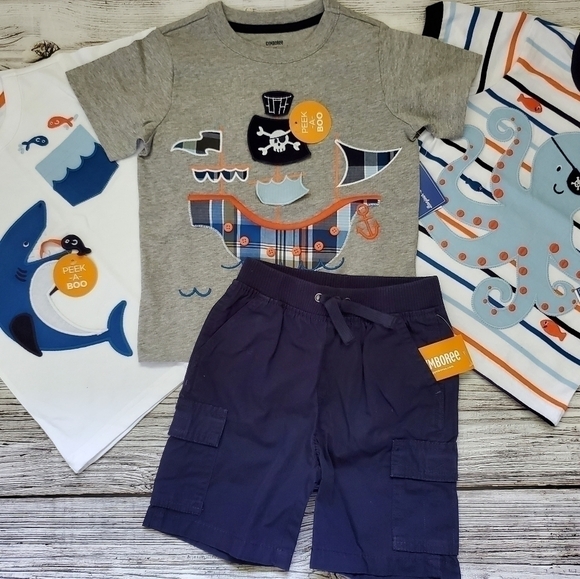 Embroidered Shark T-Shirt, Pirate Octopus, and Pirate Ship T-Shirts & Shorts 3T - Picture 2 of 10